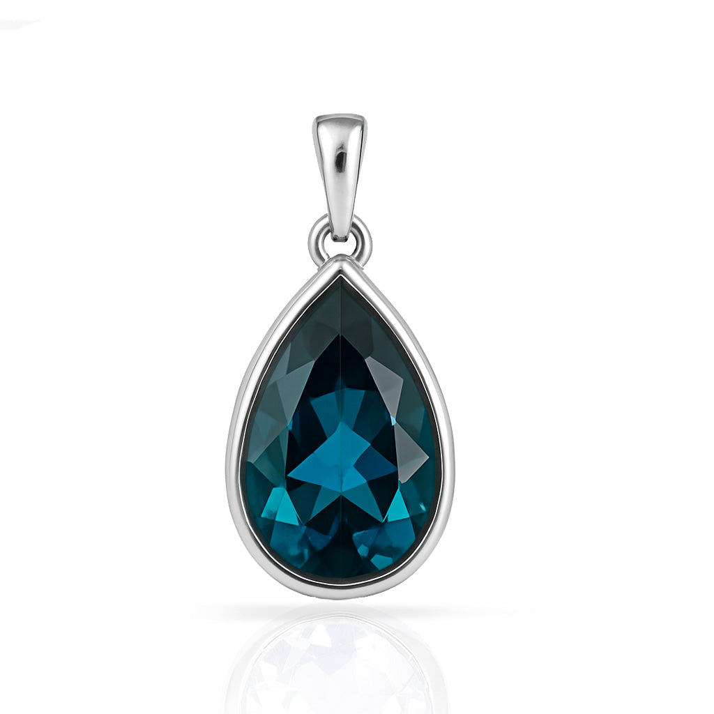 Anhänger „Arctic Ocean Drop“ – London Blue Topas aus rhodiniertem 925er Silber