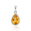 Anhänger „Arctic Solar Drop“ – Citrin-Tropfen aus rhodiniertem 925er Sterling Silber