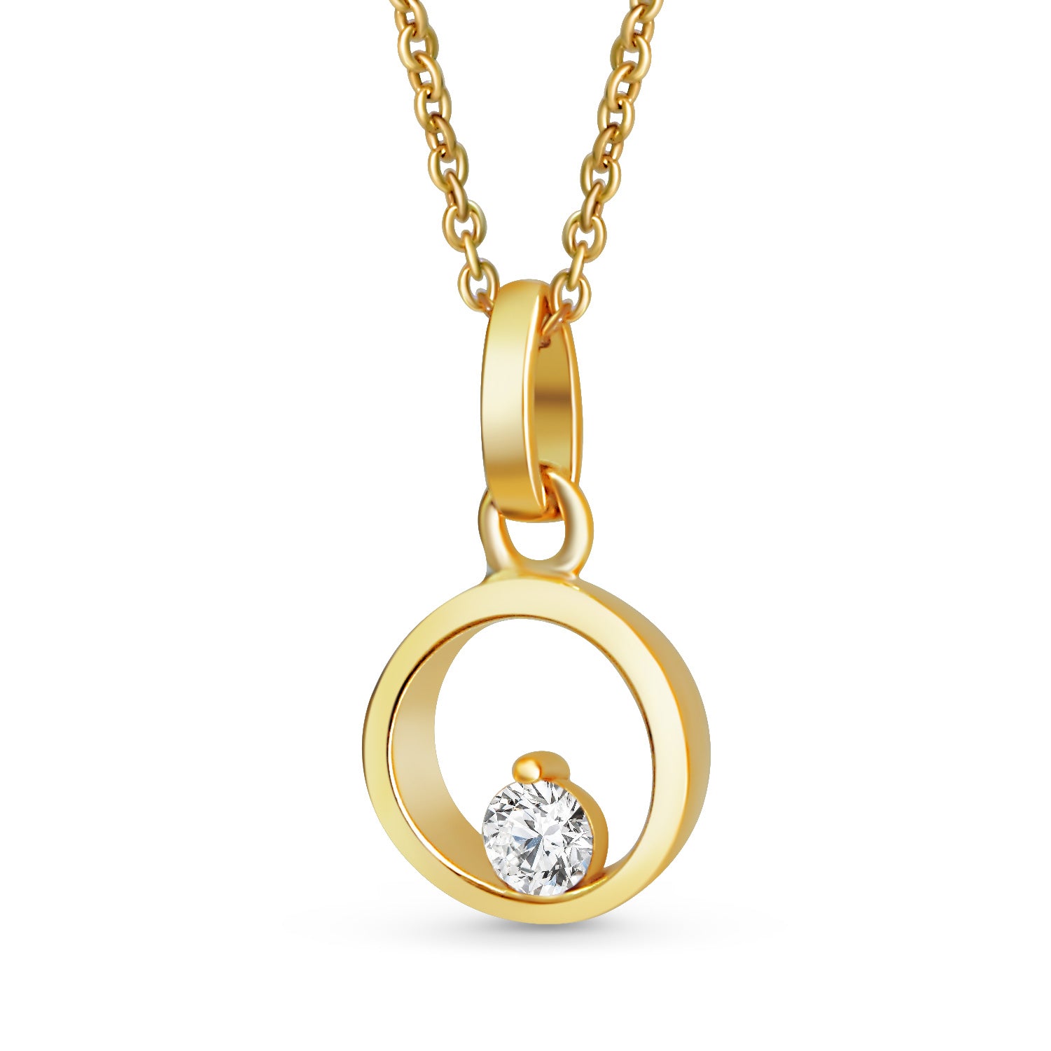 Anhänger „Circle Solitaire“ – aus 333er Gelbgold