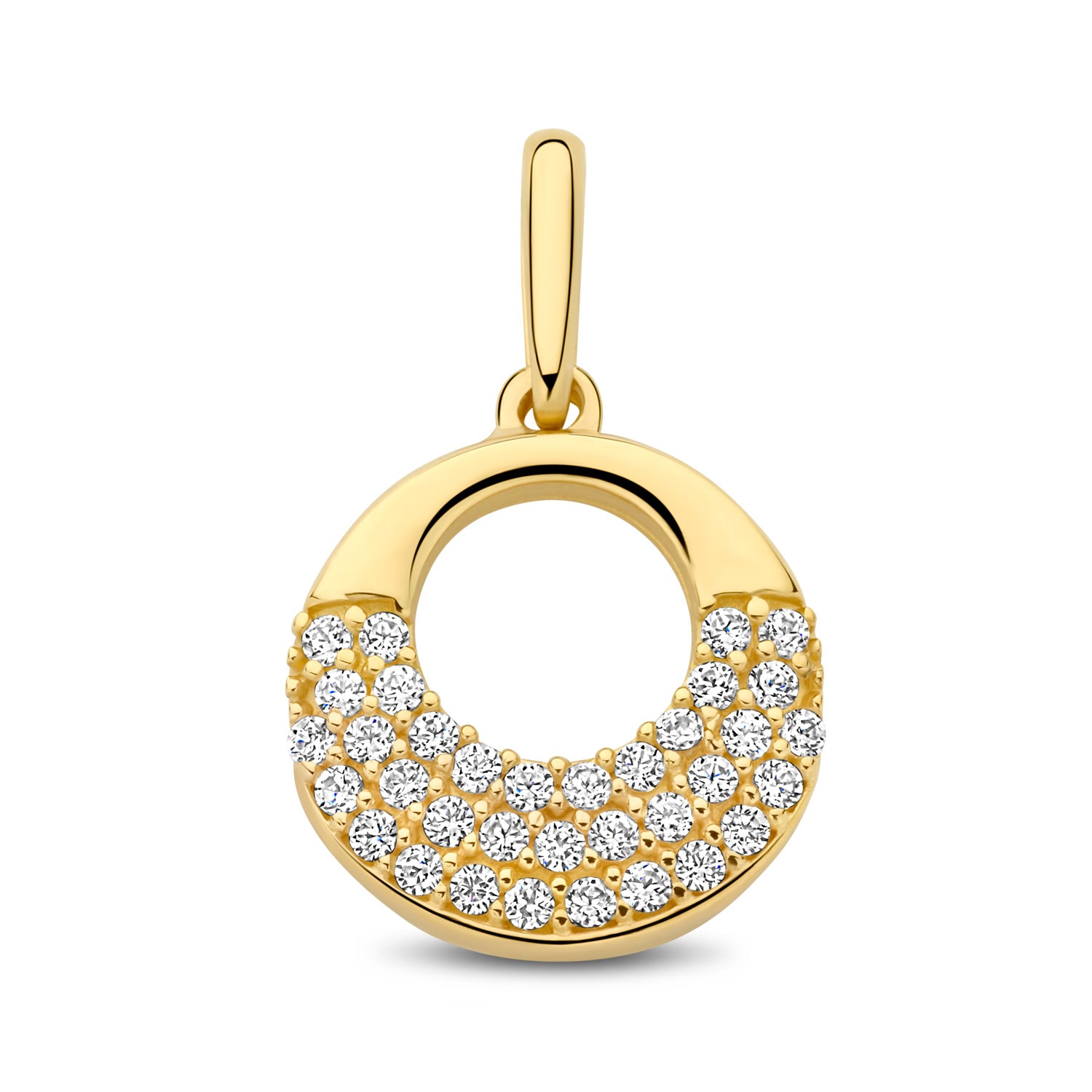 Anhänger „Half-Pavé Circle“ – 585er Gelbgold