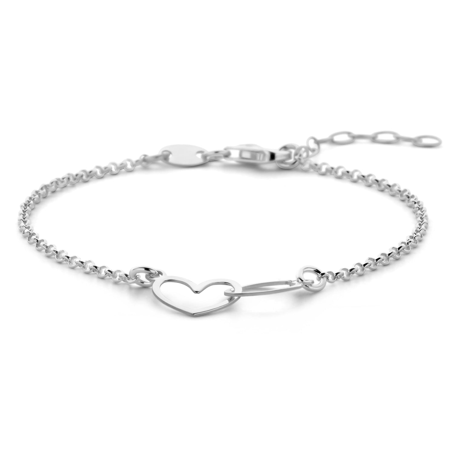 Armband „Ewige Einheit“ – Herz & Kreis aus rhodiniertem 925er Silber