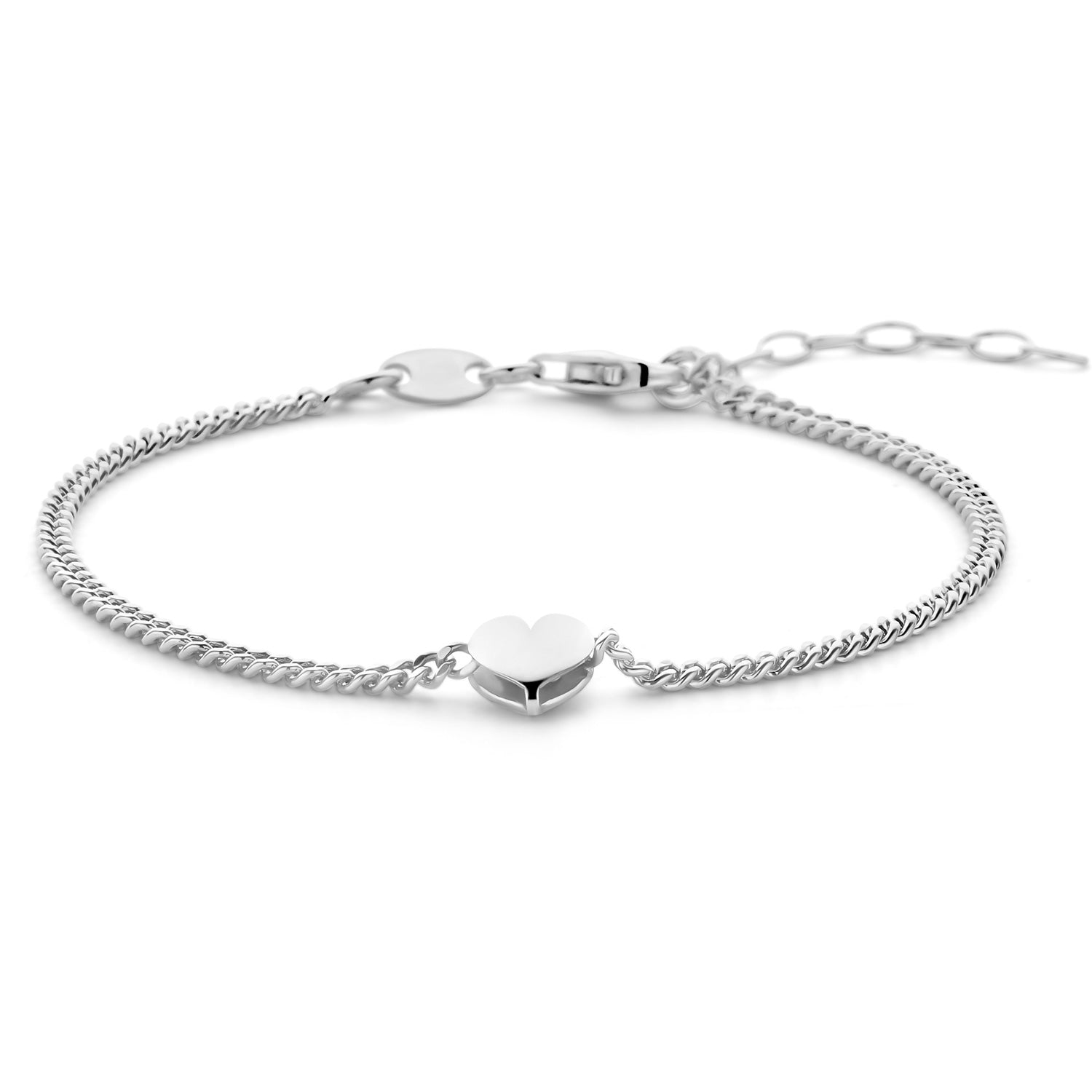 Armband „Silberne Herzlichkeit“ – Rhodiniertes Silber mit poliertem Herz