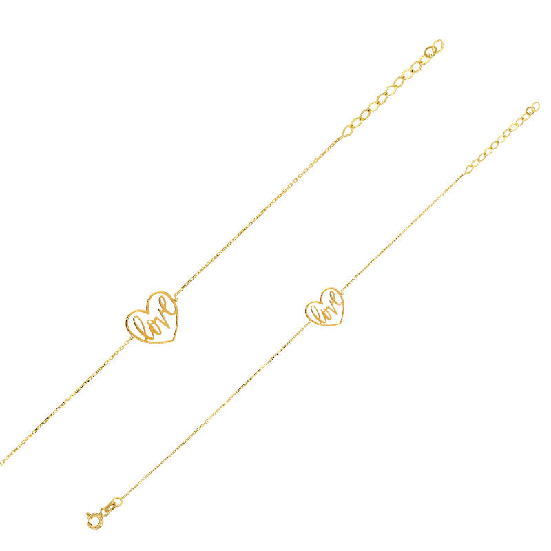 Armkette „Love Script“ – aus 375er Gelbgold