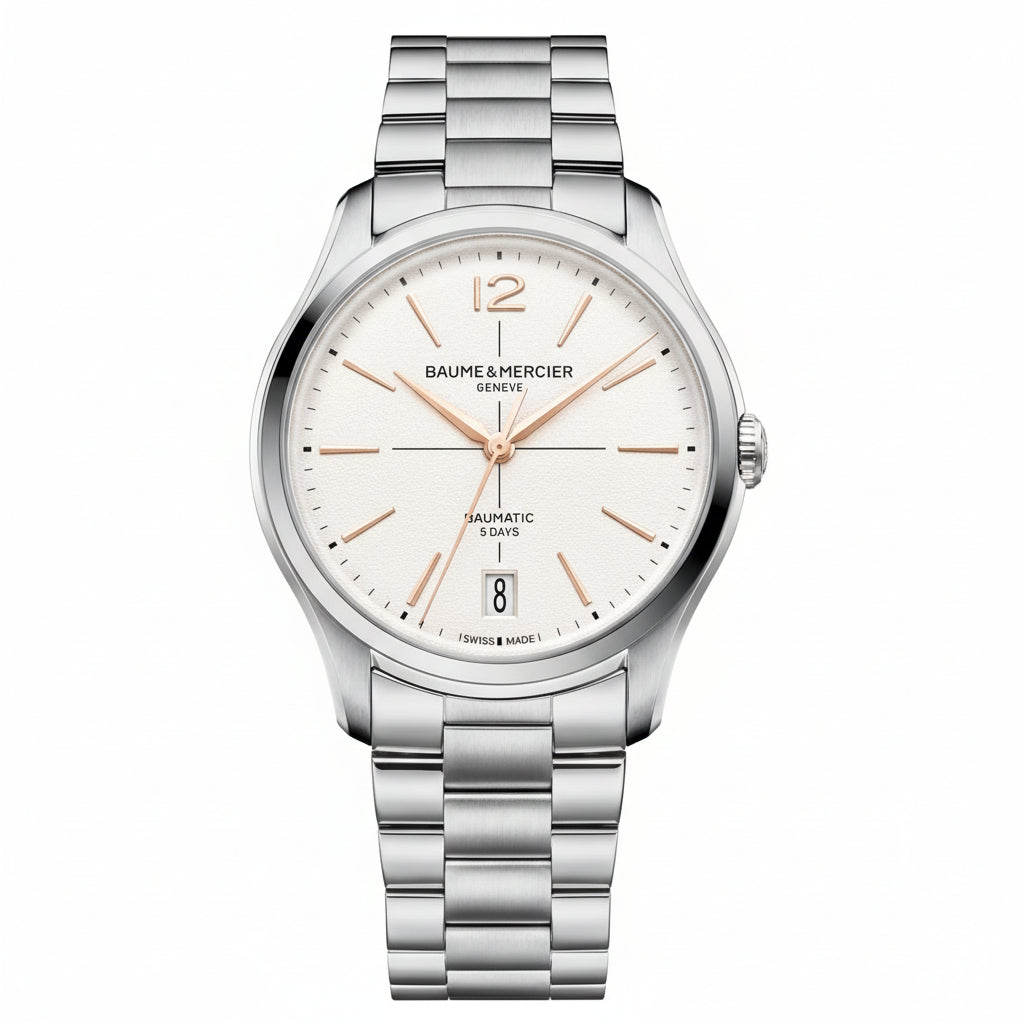 BAUME & MERCIER CLIFTON BAUMATIC – WHITE & GOLD STEEL