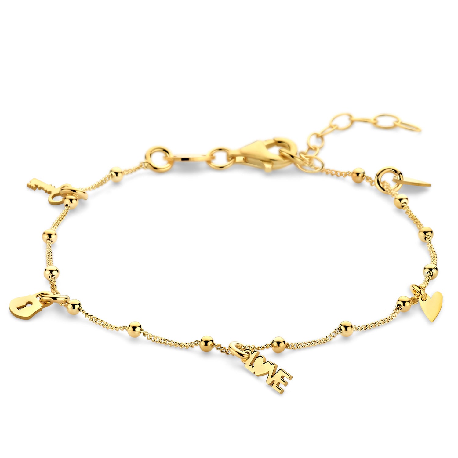 Bettelarmband „Love Story“ – aus vergoldetem 925er Sterling Silber