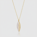 Bicolor-Collier „Golden Plume“ – 375er Gold mit diamantiertem Feder-Anhänger