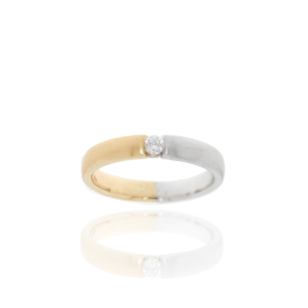 Bicolor-Ring „Duo Satin“ – 14k Weiß- & 590er Roségold matt