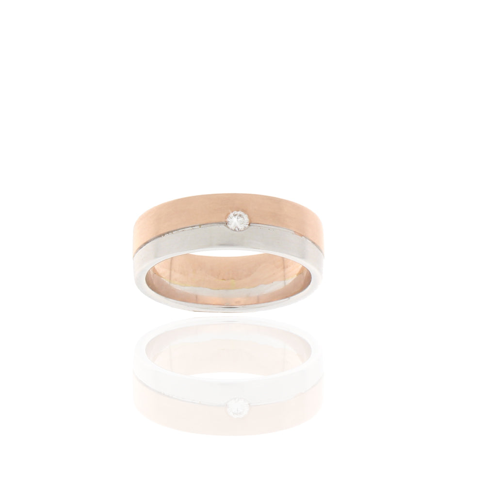Bicolor-Ring „Pure Harmony“ – 14k Rot- & Weißgold mit Brillant