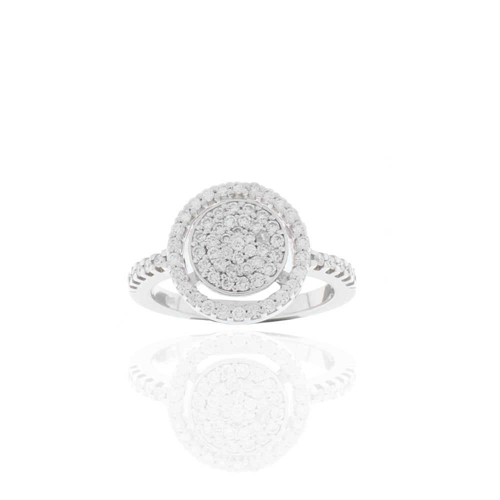 Brillant-Ring „Diamond Disk“ – 590er Weißgold mit 0,83 ct & 71 Brillanten