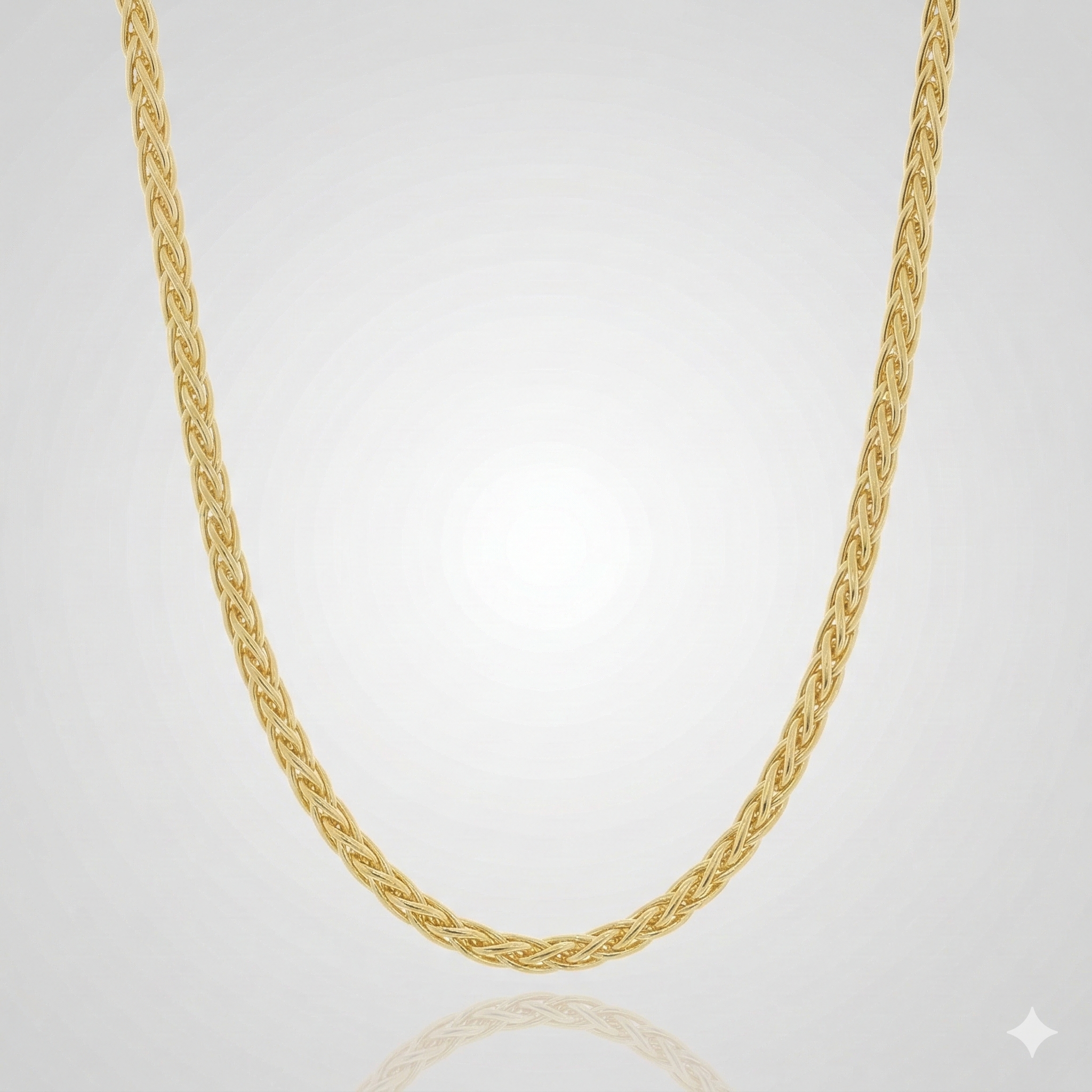 Dreifach geflochtene Zopfkette 1,4 mm – 333er Gelbgold