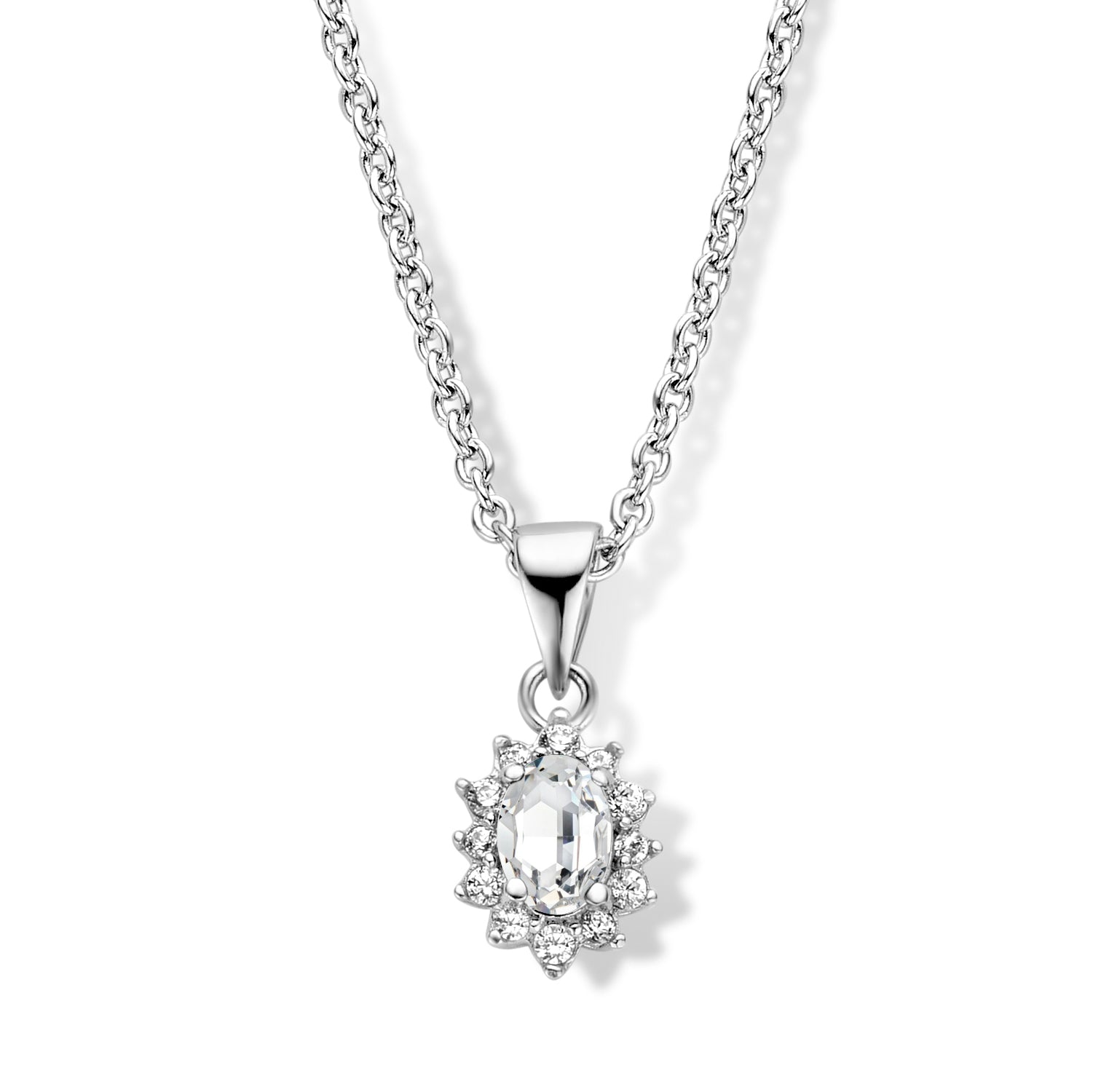 Collier „Crystal Halo“ – aus 925 Sterling Silber