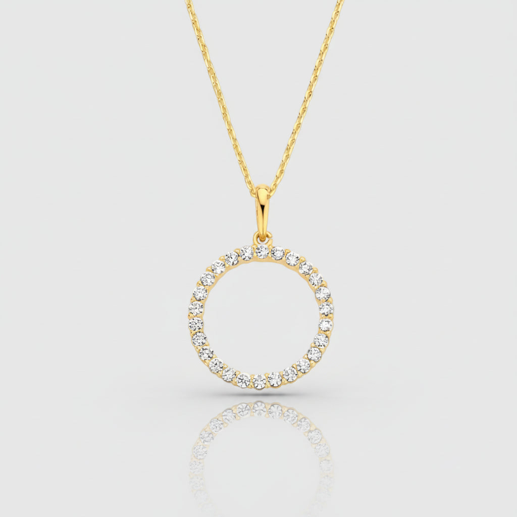Collier „Eternal Circle“ – 585er Gelbgold mit 26 Zirkonia