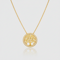 Collier „Eternal Roots“ – 375er Gelbgold mit Zirkonia-Halo
