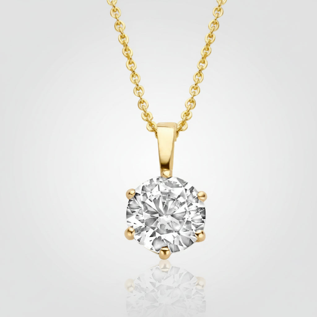 Collier „Everlasting Glow“ – 585er Gelbgold mit 6mm Zirkonia