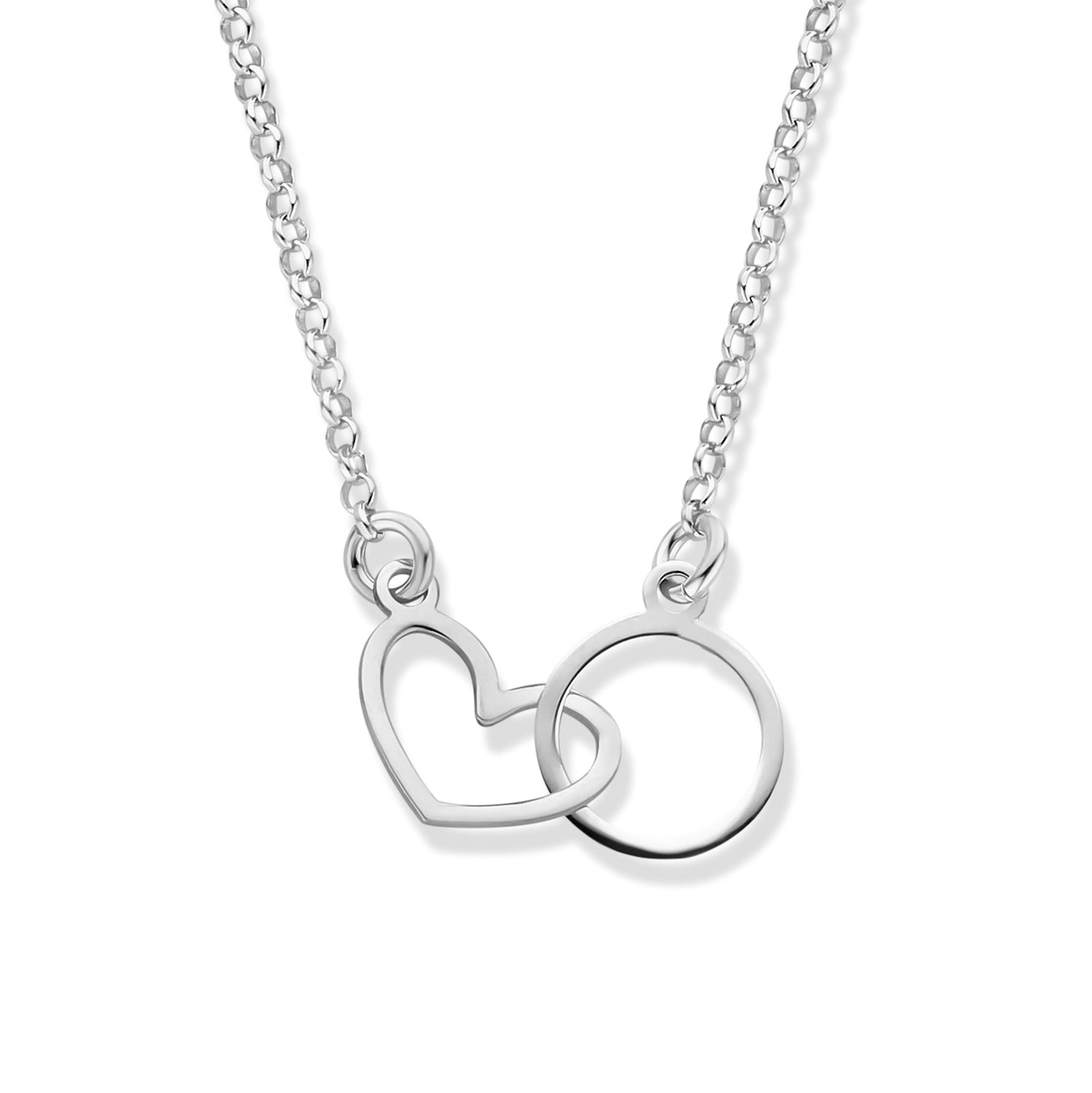 Collier „Ewige Einheit“ – Herz & Kreis aus rhodiniertem 925er Silber