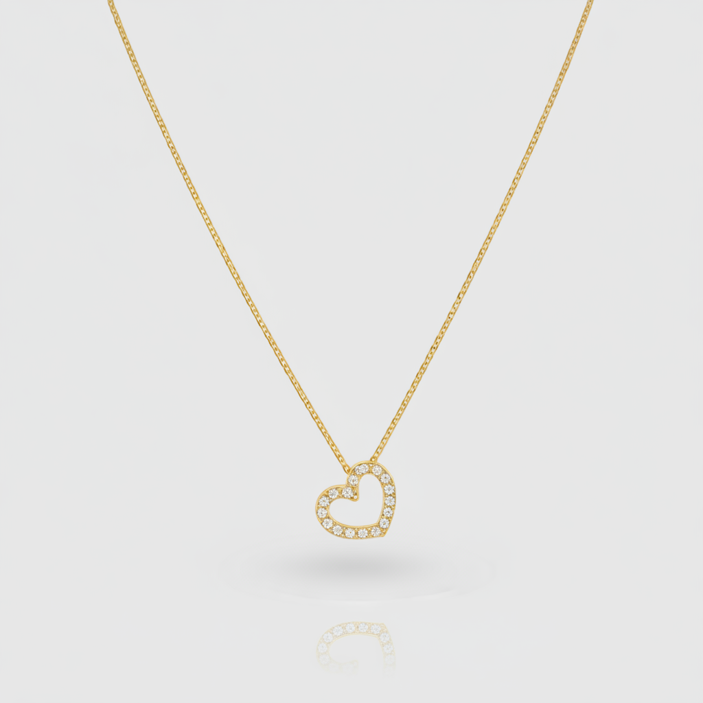 Collier „Filigree Heart“ – 375er Gelbgold mit Zirkonia