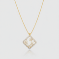 Collier „Geometric Bloom“ – 375er Gelbgold mit Zirkonia-Filigran