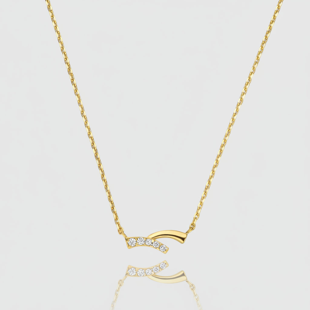 Collier „Golden Arc“ – 585er Gelbgold mit 5 Zirkonia