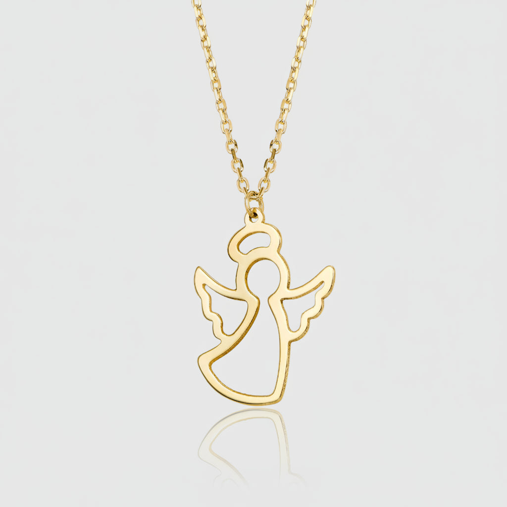 Collier „Guardian Angel“ – 333er Gelbgold mit offenem Engel-Anhänger