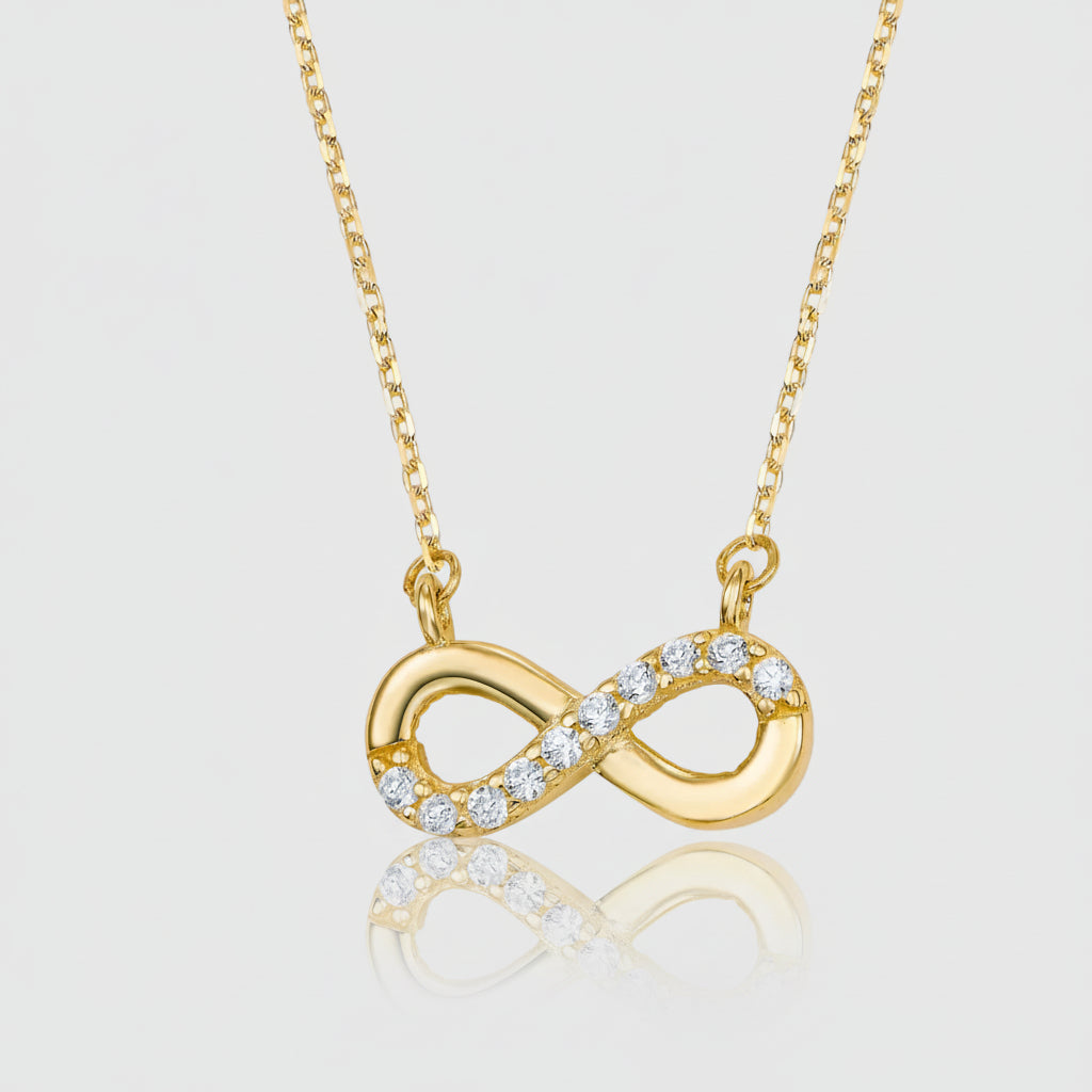 Collier „Infinity Sparkle“ – 333er Gelbgold mit 10 Zirkonia