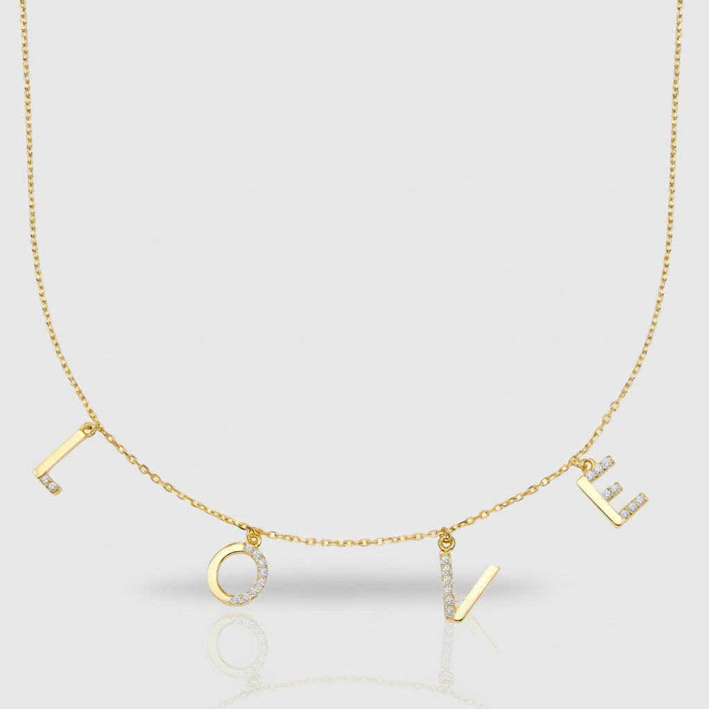 Collier „Love Station“ – 333er Gelbgold mit 10 Zirkonia