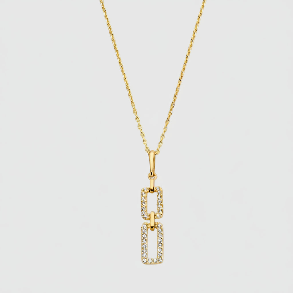 Collier „Modern Link“ –  585er Gelbgold mit 32 Zirkonia