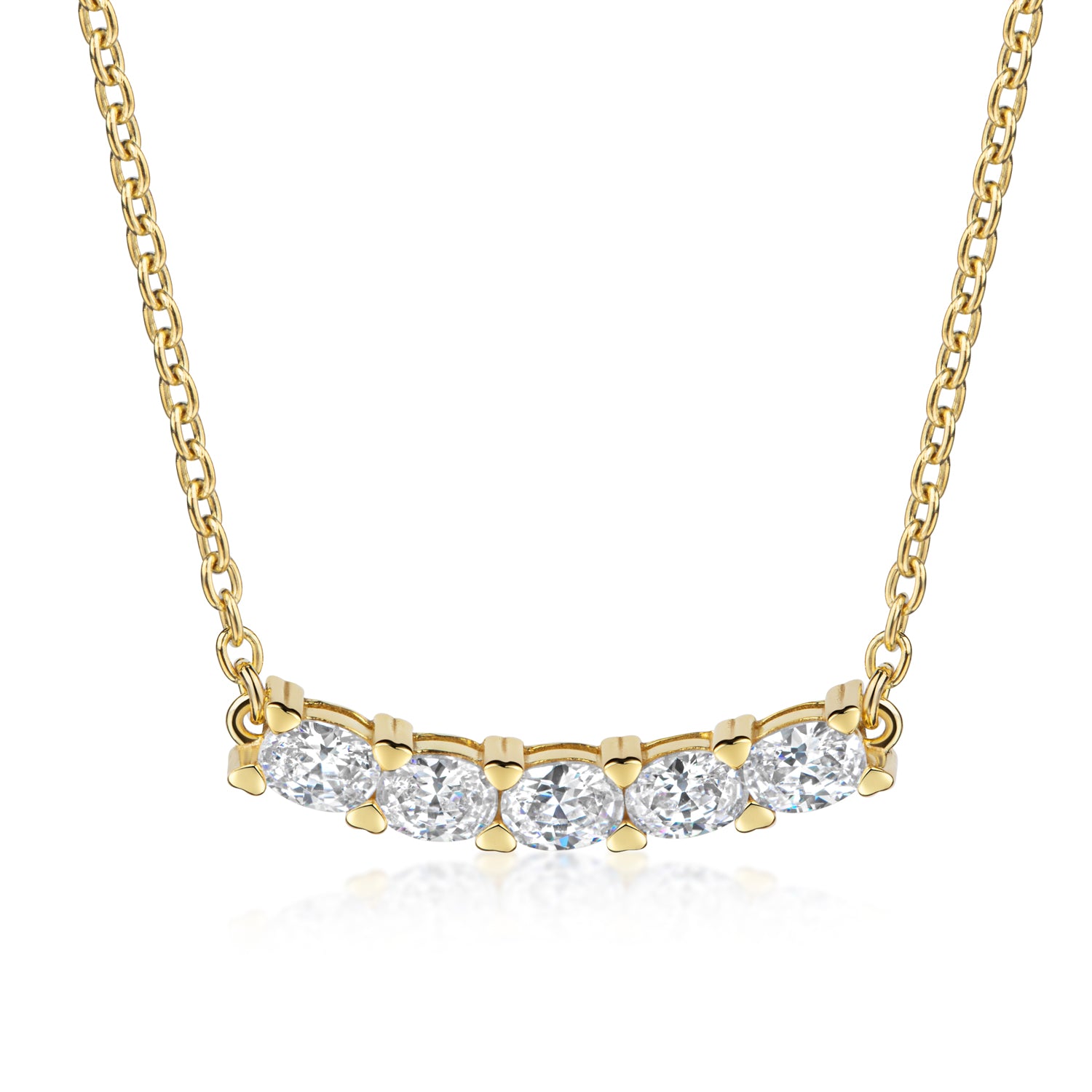 Collier „Radiant Smile“ – 5 ovale Zirkonia (18k vergoldet) aus 925 Sterling Silber