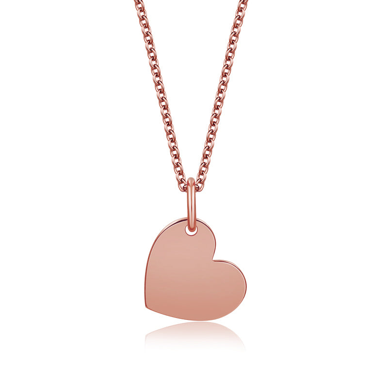 Collier „Roségoldene Zuneigung“ – Herz-Gravurplatte aus 925er Silber