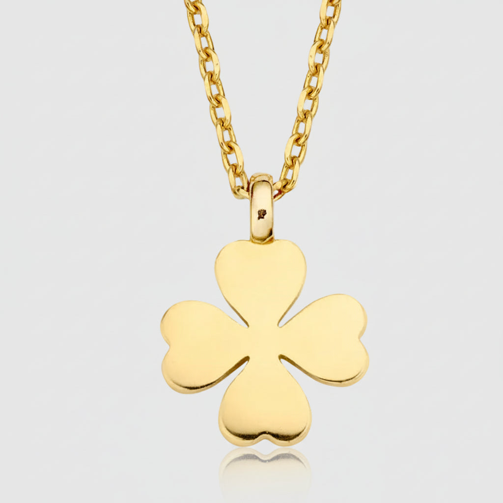 Collier „Solid Clover“ – 585er Gelbgold mit diamantierter Kette