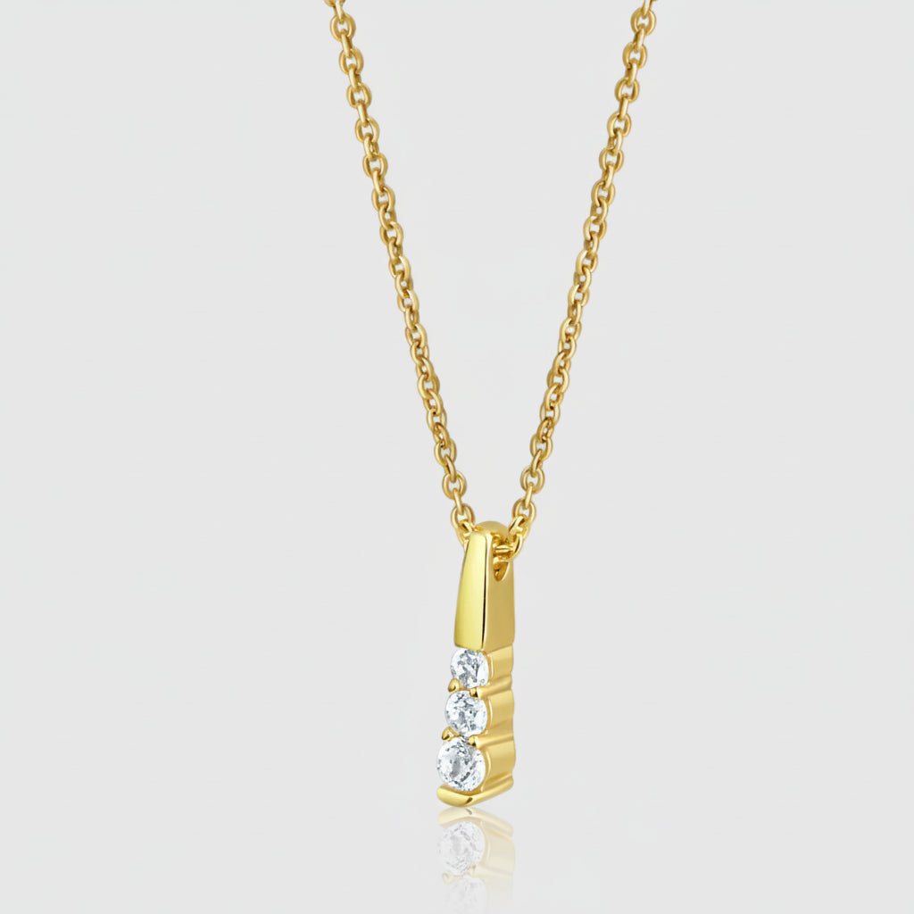 Collier „Trio Balance“ – 333er Gelbgold mit 3 Zirkonia