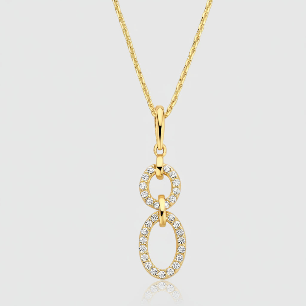 Collier „Vertical Brilliance“ – 585er Gelbgold mit 31 Zirkonia