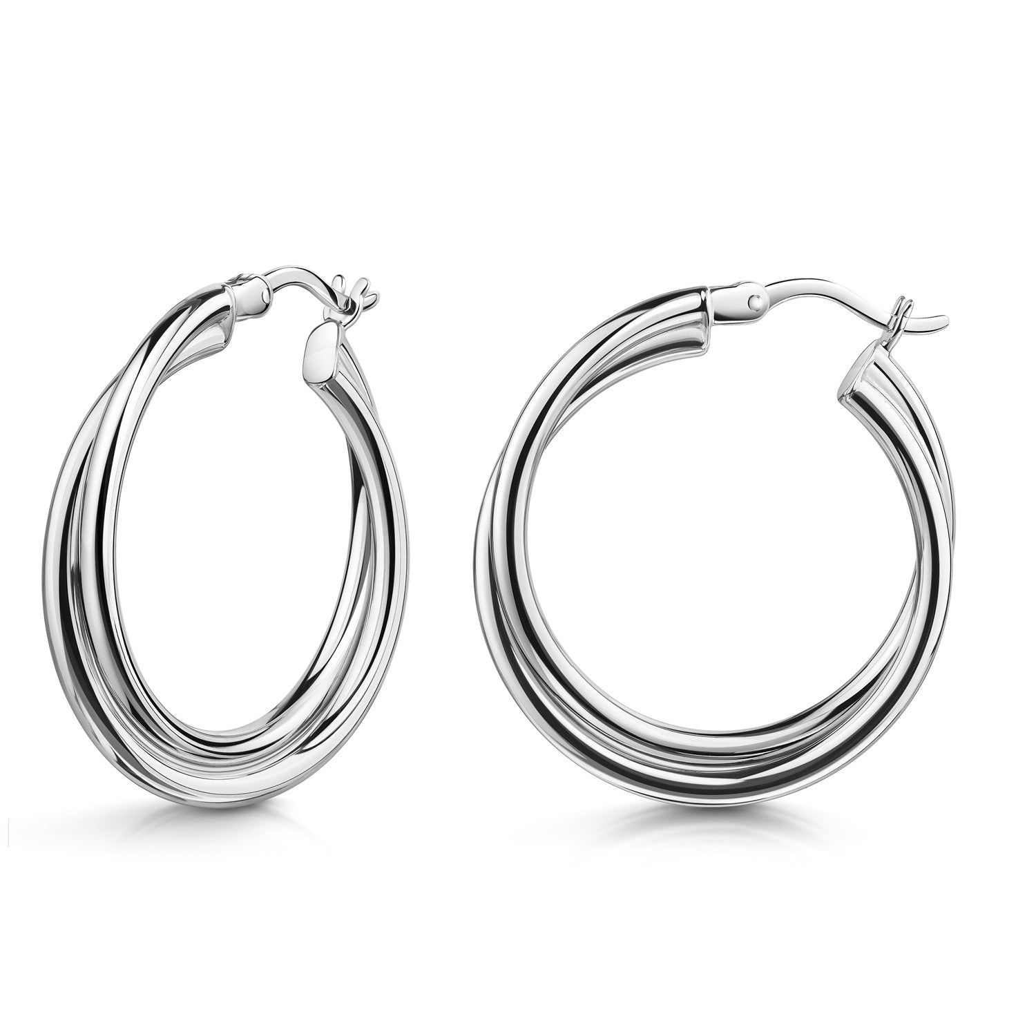 Creolen „Arctic Helix“ – Gedrehtes Doppel-Design in rhodiniertem 925er Silber