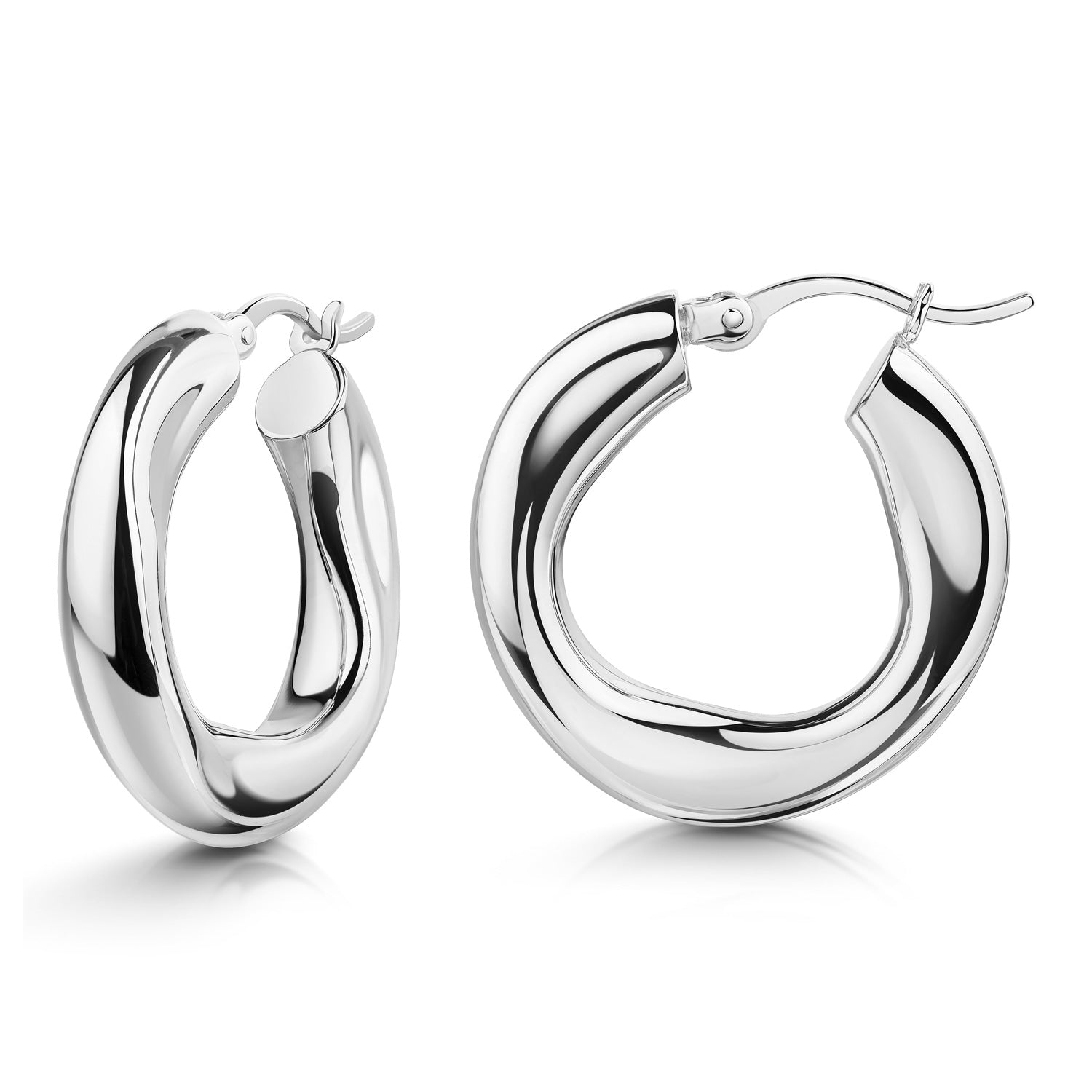 Creolen „Arctic Liquid Flow“ – Skulpturales Design aus hochglanzpoliertem 925er Silber