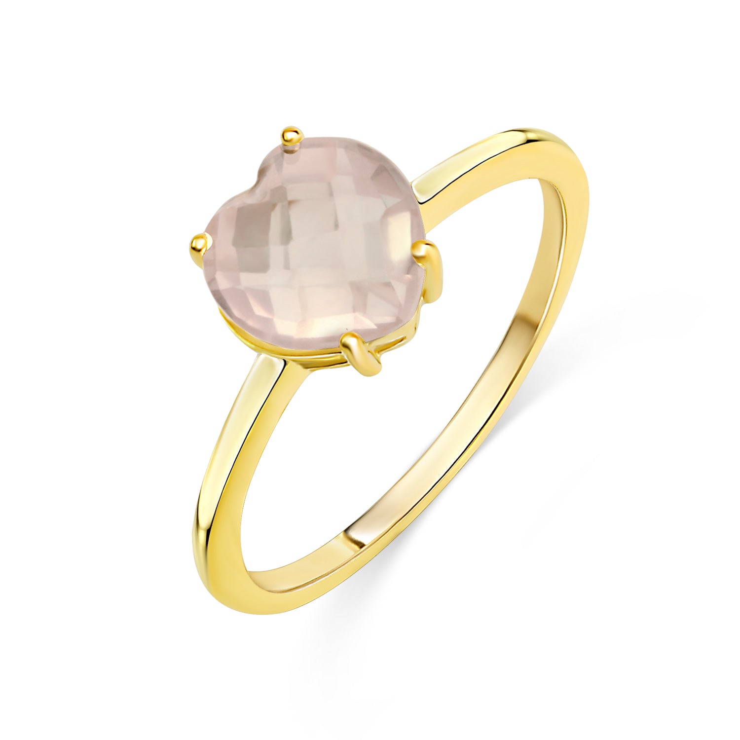 Damenring „Herzenswärme“ – Facettiertes Rosenquarz-Herz in 333 Gold