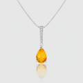 Diamant-Collier „Golden Sun Drop“ – 18k Weißgold & Citrin