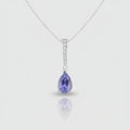 Diamant-Collier „Velvet Sky Drop“ – 18k Weißgold & Tansanit