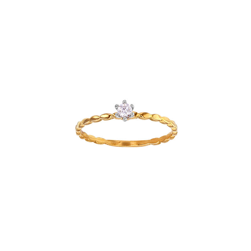 Diamant-Ring „Beaded Solitaire“ – 18k Gelbgold