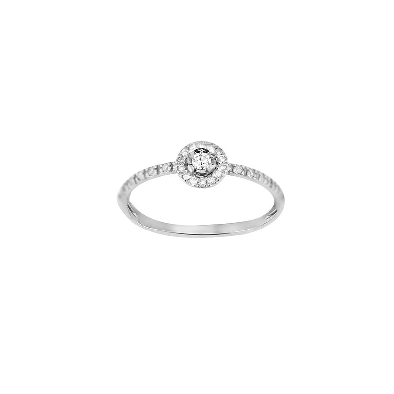 Diamant-Ring „Pure White Halo“ – 18k Weißgold