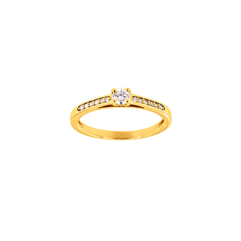 Diamant-Ring „Sunbeam Halo“ – 18k Gelbgold