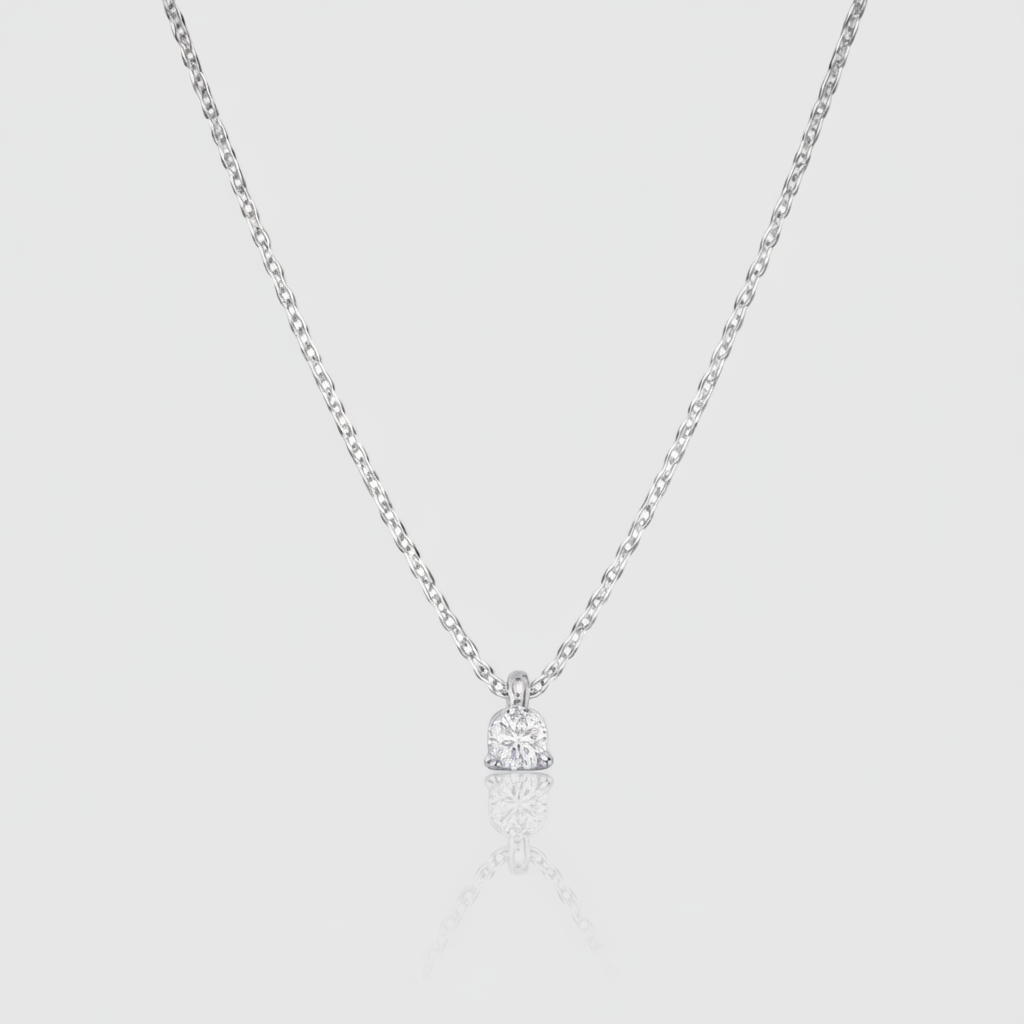 Diamant-Solitär-Collier „Pure Radiance“ – 18k Weißgold (0,11 ct)