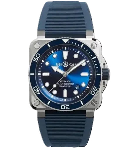 Die quadratische Taucheruhr von BELL & ROSS BR-03 Diver Blue Steel