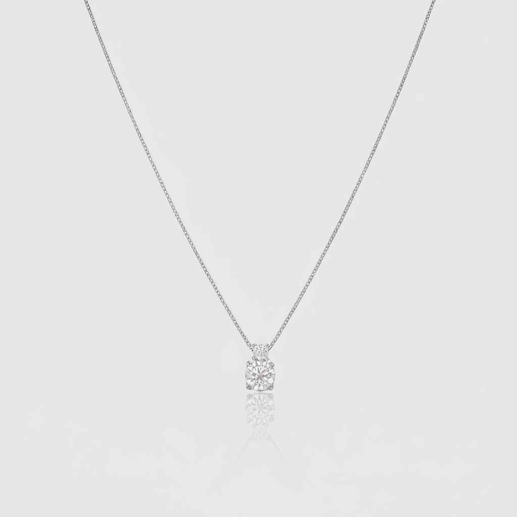Duo-Solitär-Collier „Twin Sparkle“ – 9k Gold mit Zirkonia-Drop