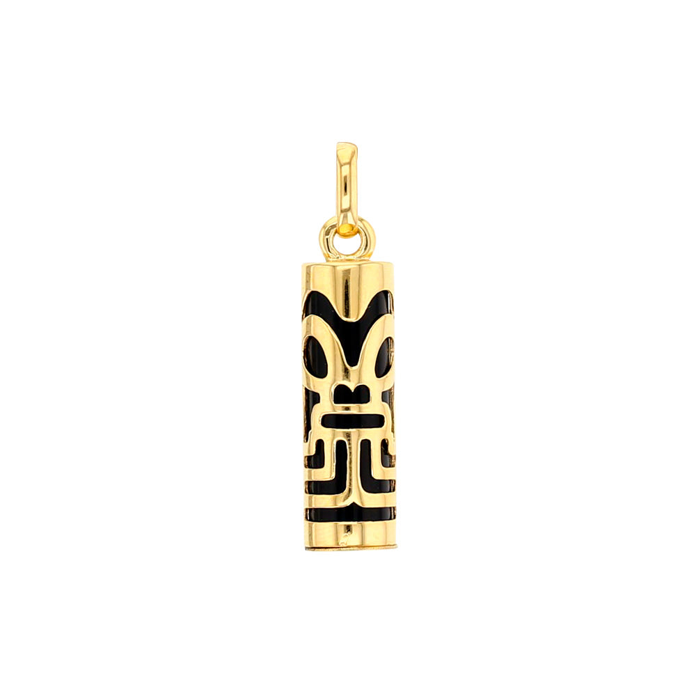 Exklusiver Goldanhänger - Tiki „Power & Protection“ – Schwarzer Onyx & 375er Gelbgold