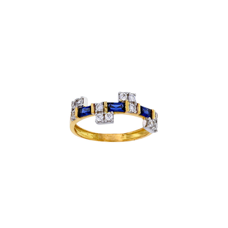 Goldring „Blue Rhythm“ – 18k Gelbgold mit saphirblauen Zirkonia