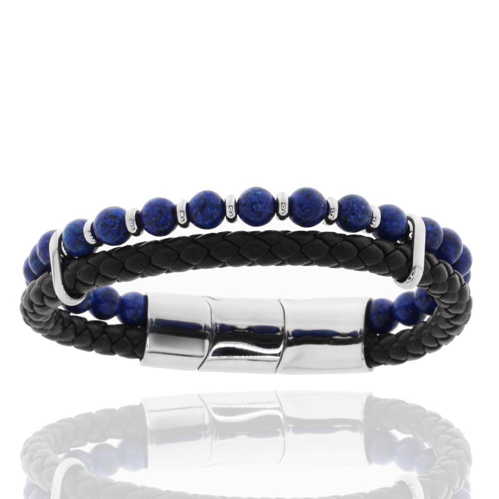 Herren-Hybrid-Armband „Iron Lapis Nexus“