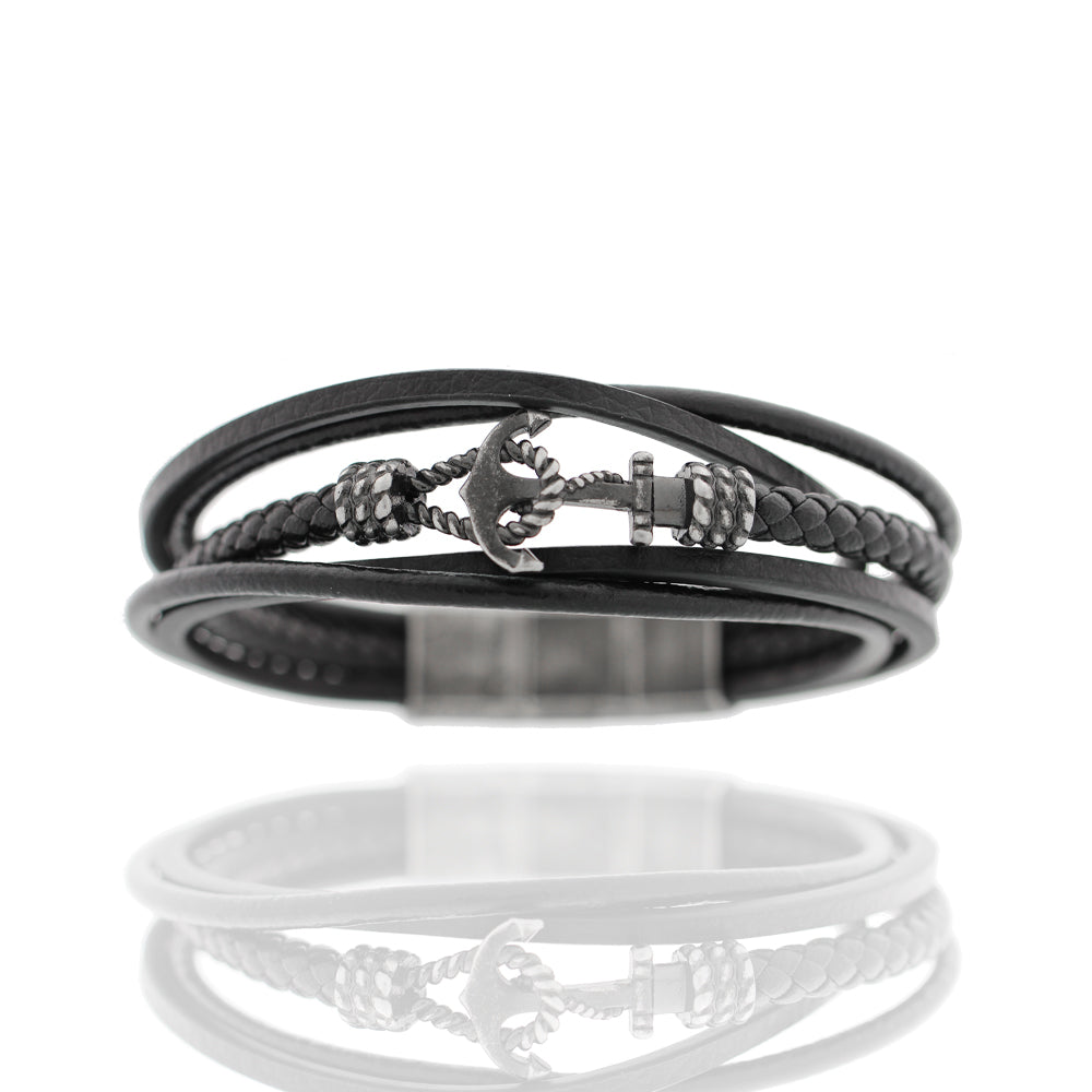 Herren-Lederarmband „Iron Anchor Voyager“