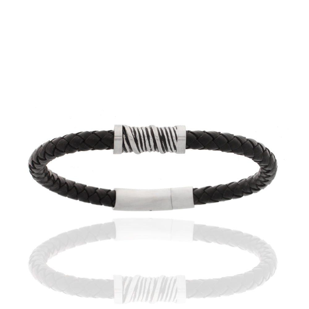 Herren-Lederarmband „Iron Coil Bond“