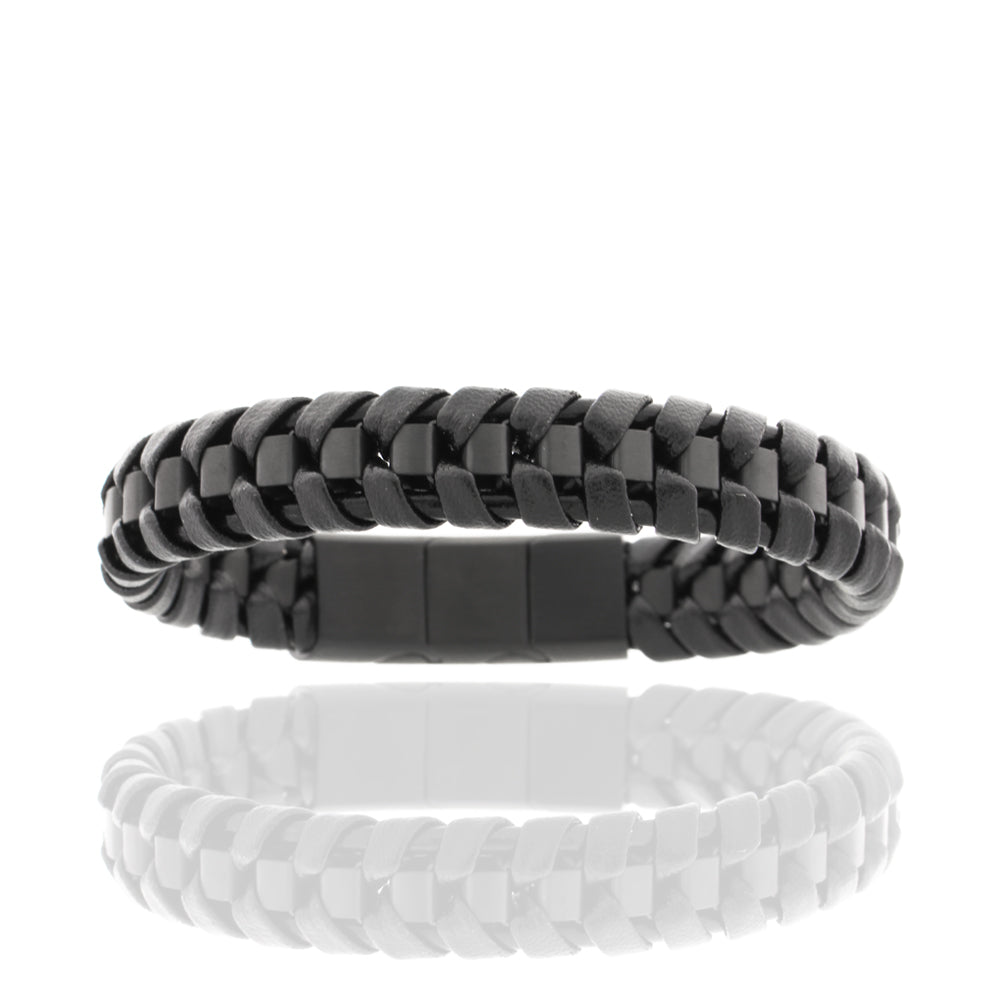 Herren-Lederarmband „Iron Cubic Matrix“