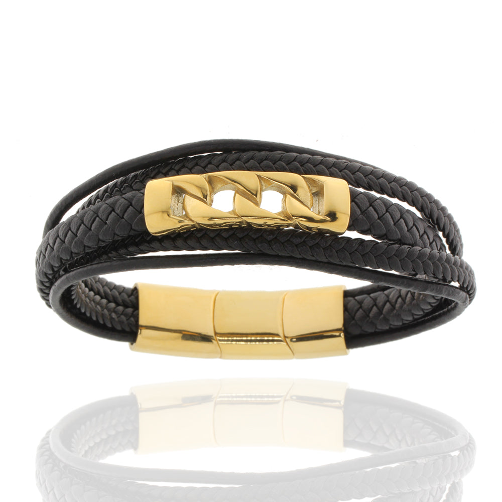 Herren-Lederarmband „Iron Gilded Bastion“