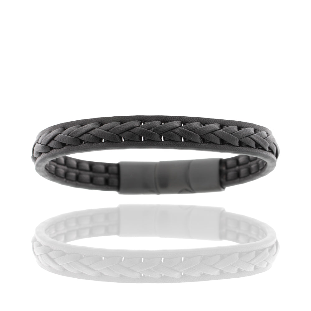 Herren-Lederarmband „Iron Layered Braid“